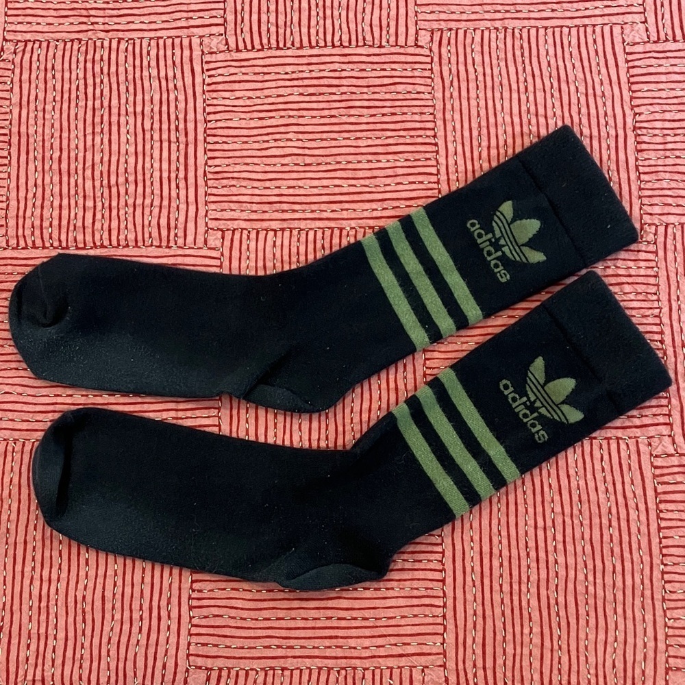 Adidas Men's black and army Green Crew Socks